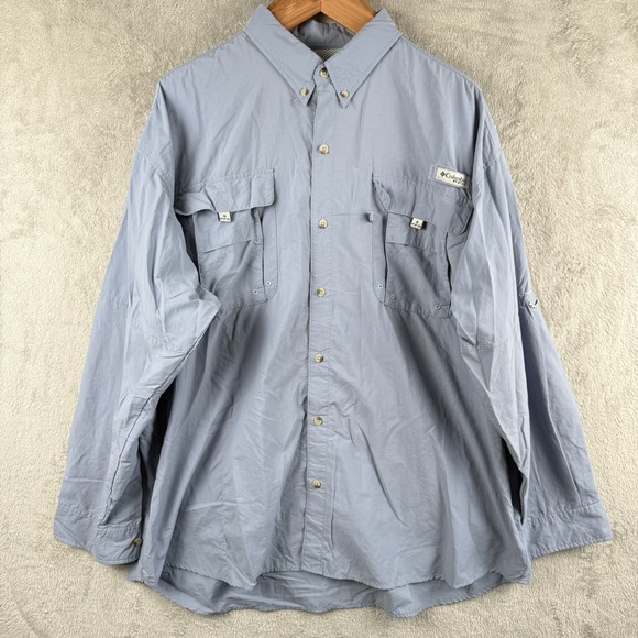 Columbia PFG‎ Shirt Mens 2XL Blue L/S Vented Fishing Outdoors Hiking Camping - Picture 1 of 9